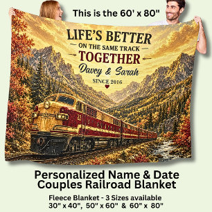 Add Your Details Autumn Diesel Couples Train Fleece Blanket