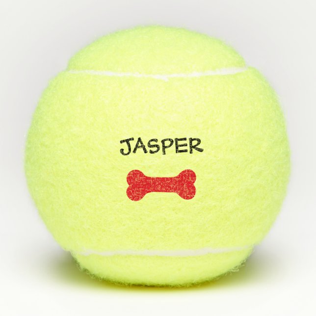 Add Your Dog's Name Cute Bone Tennis Balls (Front)