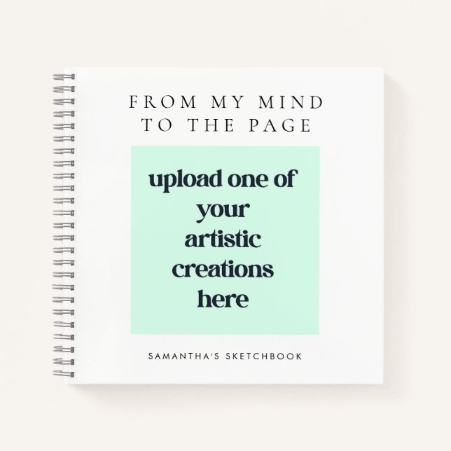Add Your Drawings Artwork Artist Name White Sketch Notebook (Front)