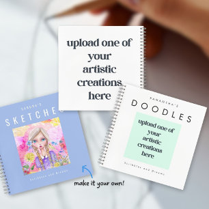 Add Your Drawings Artwork Doodle Name White Sketch Notebook