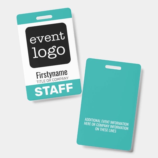 Add Your Event Logo with First Name - STAFF ID Badge (Front & Back)