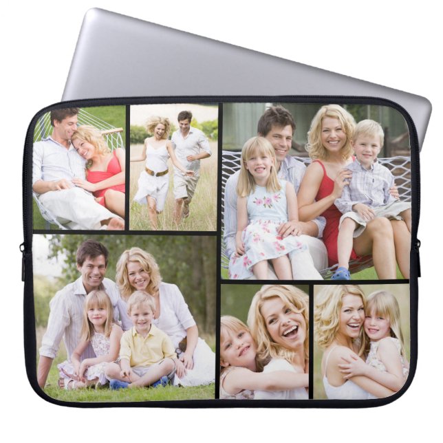 Add Your Family Photo in 6 Photo Collage Laptop Sleeve (Front)