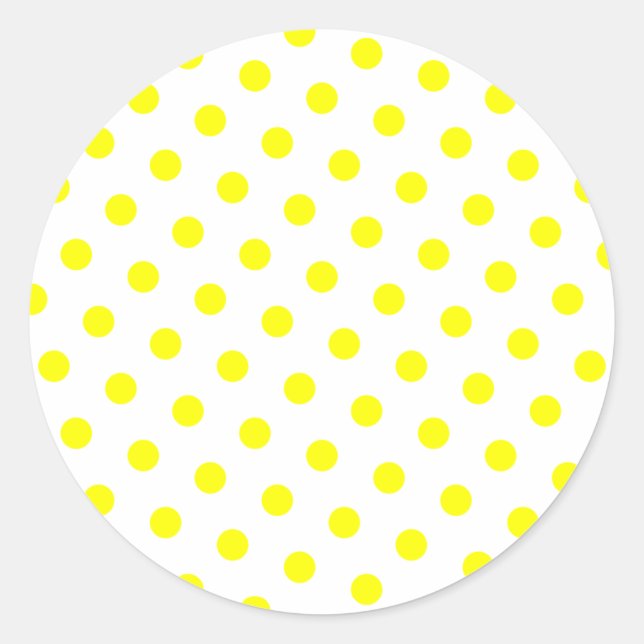 Add Your Favourite Colour to Yellow Polka Dots Classic Round Sticker (Front)