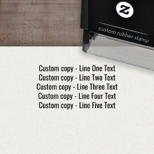Add your favourite Text - Five Lines Sans Serif Self-inking Stamp