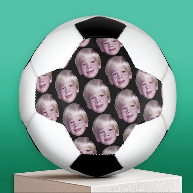 Add Your Floating Head Photo - Small Pattern Black Football (Custom Soccer Ball)