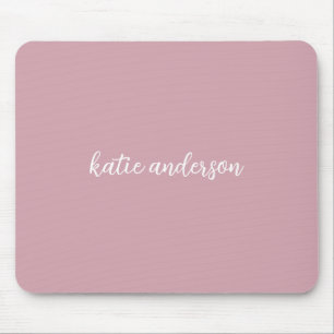 Add Your Full Name Minimal Monogram on Blush Pink Mouse Mat