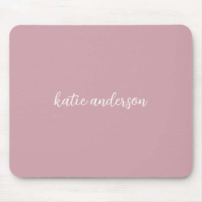 Add Your Full Name Minimal Monogram on Blush Pink Mouse Mat (Front)