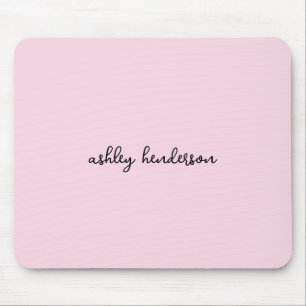 Add Your Full Name Minimal Monogram on Blush Pink Mouse Mat