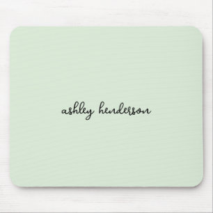 Add Your Full Name Minimal Monogram on Light Green Mouse Mat