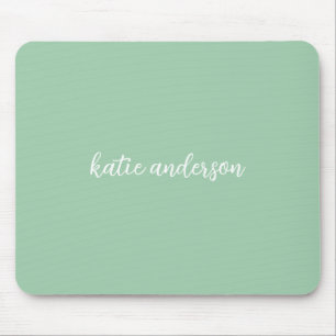Add Your Full Name Minimal Monogram on Light Green Mouse Mat