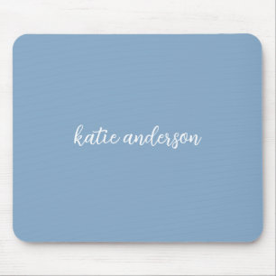 Add Your Full Name Minimal Monogram on Muted Blue Mouse Mat