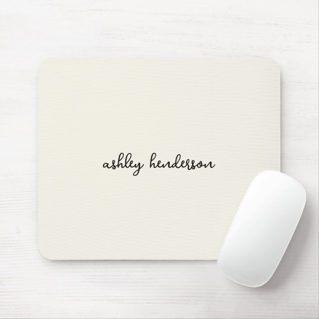 Add Your Full Name Minimal Monogram on Off White Mouse Mat (With Mouse)
