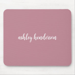 Add Your Full Name Minimal Monogram on Rose Pink Mouse Mat