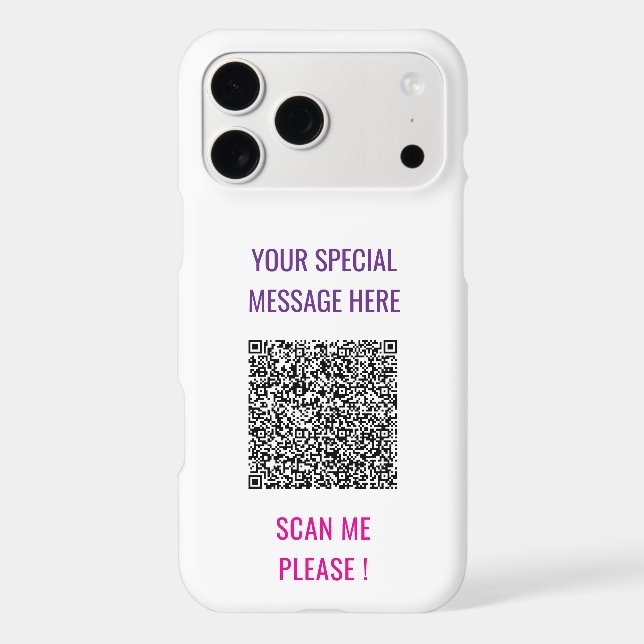 Add Your Funny QR Code and Custom Text iPhone Case (Back)