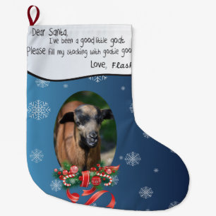 ADD YOUR GOAT Photo and Name Dear Santa Large Christmas Stocking