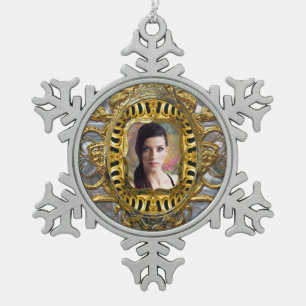 Add Your Image  Baroque Snowflake Snowflake Pewter Christmas Ornament