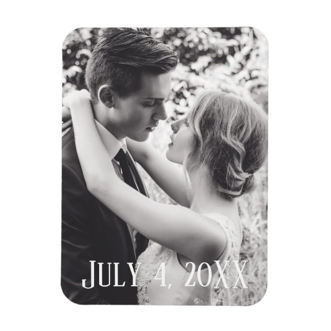 Add Your Image July 4th Wedding Photo Card Magnet (Vertical)