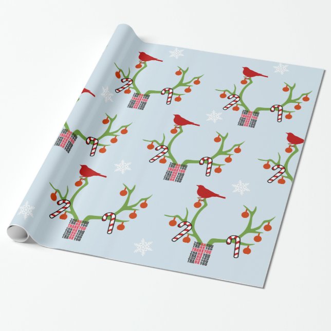 Add Your Image/Logo Reindeer Antlers Christmas Wrapping Paper (Unrolled)