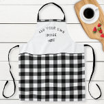 Add Your Image or Logo, Black White Buffalo Plaid Apron<br><div class="desc">Personalise this beautiful black and white chequered pattern apron with your own image or logo on the top white section. Ideal for adding company logo or personal images making this apron your very own creation!  Unique great gift idea or as part of your staff uniform!</div>