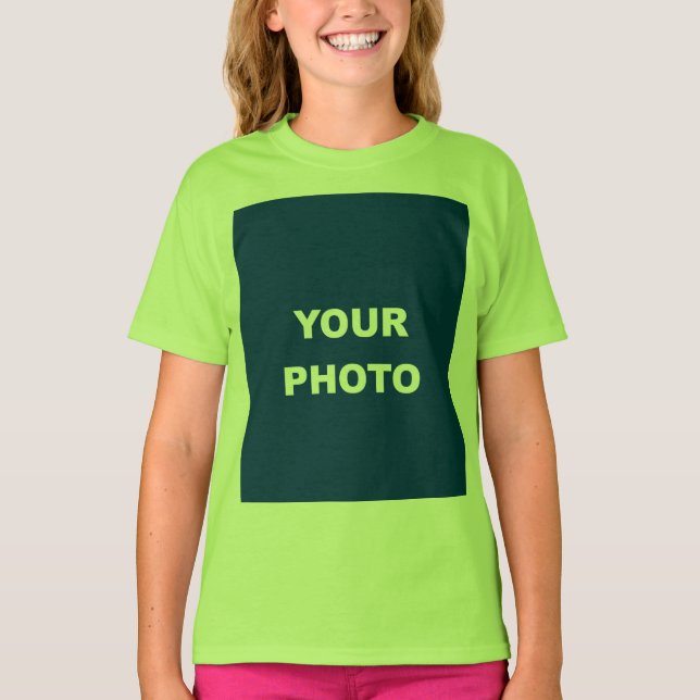 Add Your Image Photo Picture Logo Lime Green T-Shirt (Front)