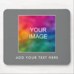 Add Your Image Photo Text Business Logo Template Mouse Mat<br><div class="desc">Add Your Image Photo Text Business Logo Template Grey Mouse Pad.</div>