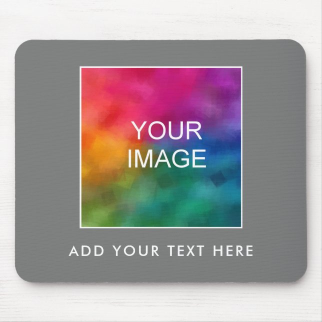 Add Your Image Photo Text Business Logo Template Mouse Mat (Front)