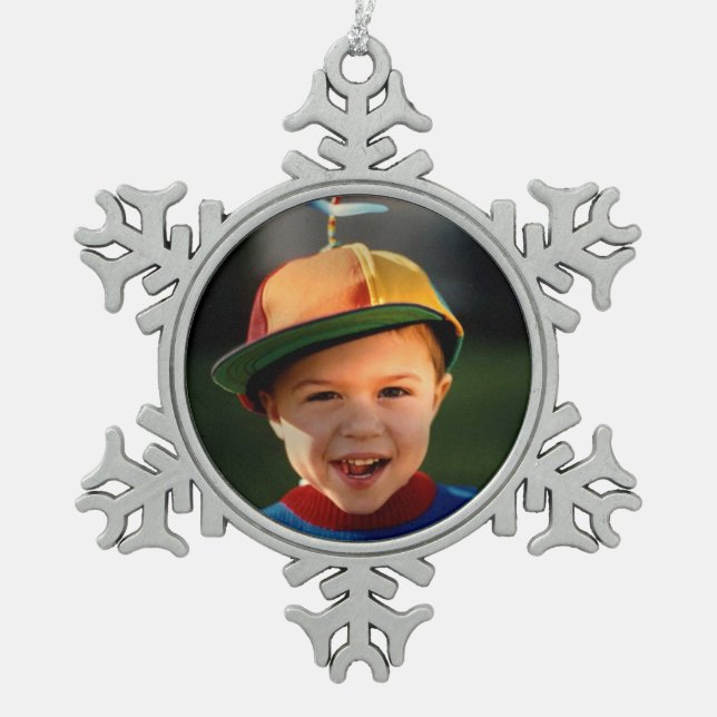 Add Your Image Snowflake Pewter Christmas Ornament (Front)