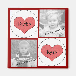 Add Your Info, Red Hearts Photo Magnet