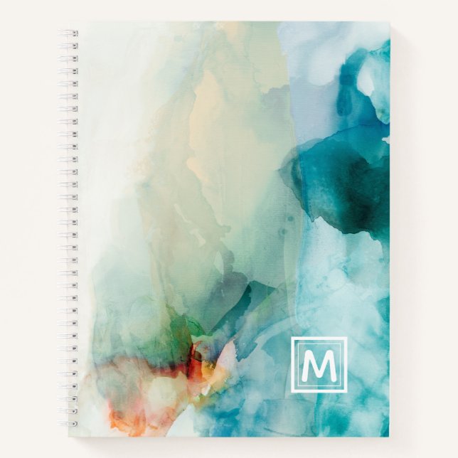 Add Your Initial | Aversion - Blue Watercolor Notebook (Front)