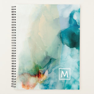 Add Your Initial   Aversion - Blue Watercolor Planner