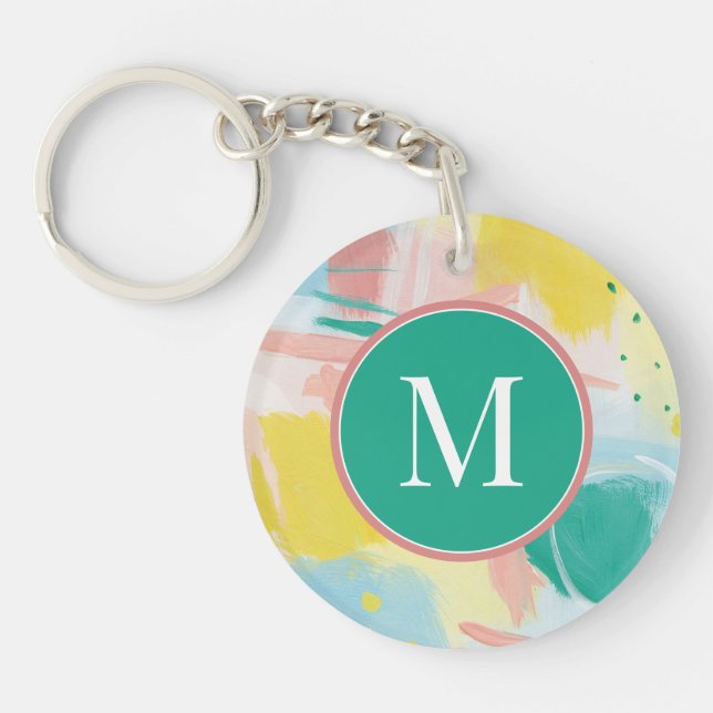 Add Your Initial | Fresh Face Abstract Key Ring (Front)