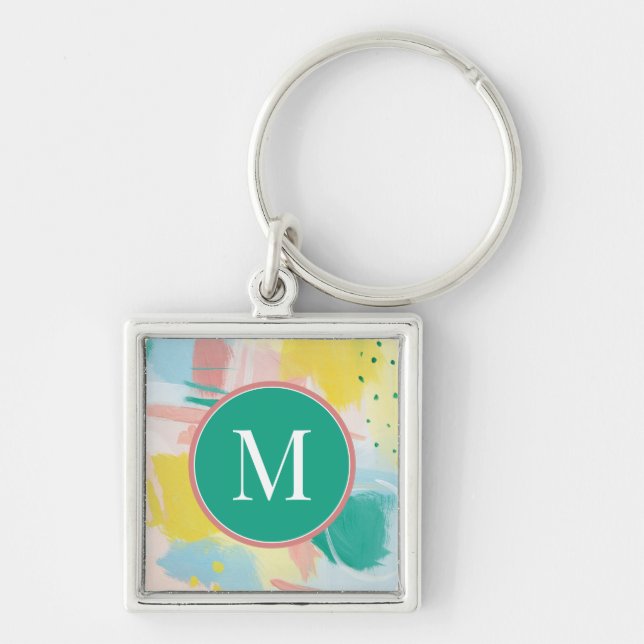 Add Your Initial | Fresh Face Abstract Key Ring (Front)