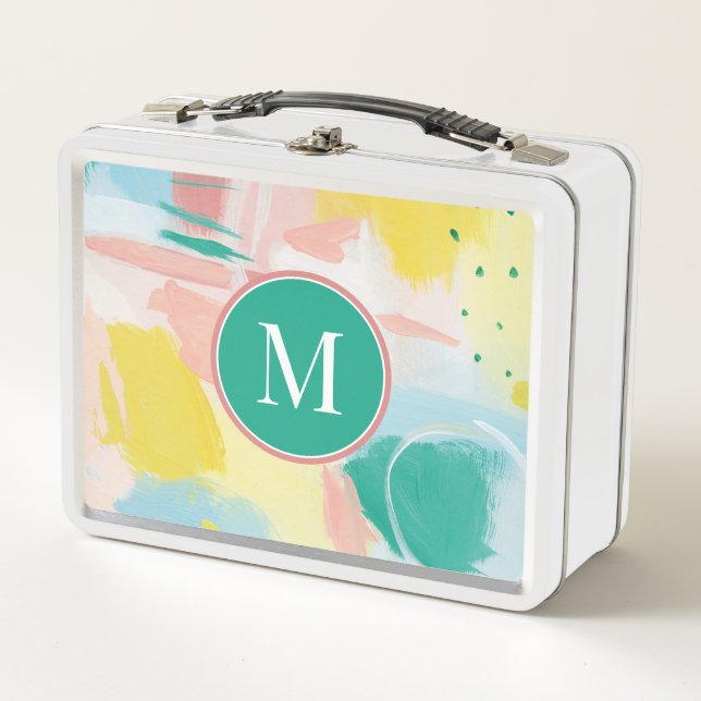 Add Your Initial | Fresh Face Abstract Metal Lunch Box (Front)