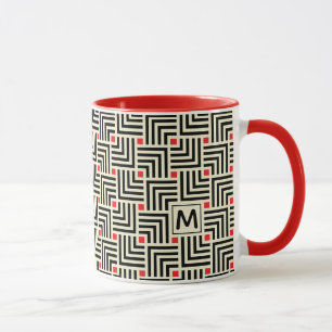 Add Your Initial Geometric Lines Pattern Mug