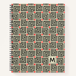 Add Your Initial Geometric Lines Pattern Notebook