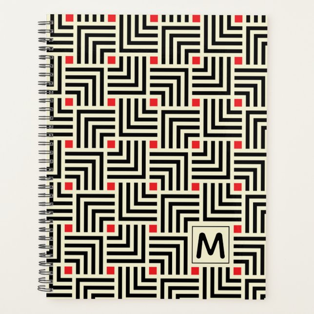 Add Your Initial | Geometric Lines Pattern Planner (Front)