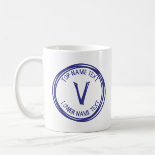 Add Your Initial Name or Text Hand Drawn U V W Coffee Mug