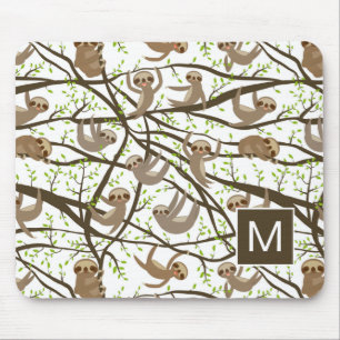 Add Your Initial   Smiling Sloth Pattern Mouse Mat