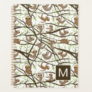 Add Your Initial   Smiling Sloth Pattern Planner