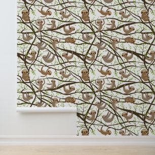 Add Your Initial Smiling Sloth Pattern Wallpaper