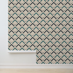 Add Your Initial   Teal Geometric Pattern Wallpaper