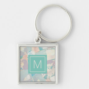 Add Your Initial   White Rock Pastel Key Ring