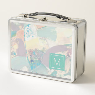 Add Your Initial   White Rock Pastel Metal Lunch Box