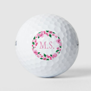 ADD YOUR INITIALS/Floral Wreath Golf Balls