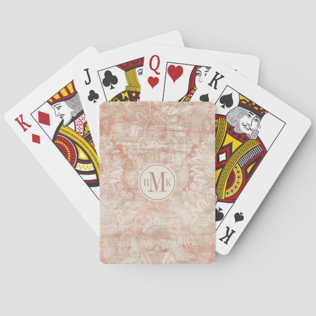Add Your Initials | Garnet Weft Playing Cards (Back)