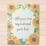 Add Your inspirational Motivational Quote Floral Jigsaw Puzzle<br><div class="desc">This unique jigsaw puzzle is decorated with watercolor sunflowers and greenery. You can add inspirational quotes or motivational messages in stylish script typography.
Easily customisable,  you can change the font and colour of the text.
Original Watercolor © Michele Davies.</div>