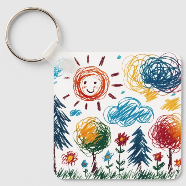 Add your Kid's Artwork to this Key Ring (Front)