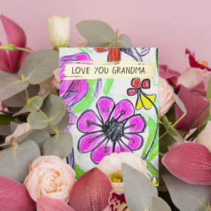 Add Your Kid's Drawing & Photo Custom Grandmother Foil Holiday Card