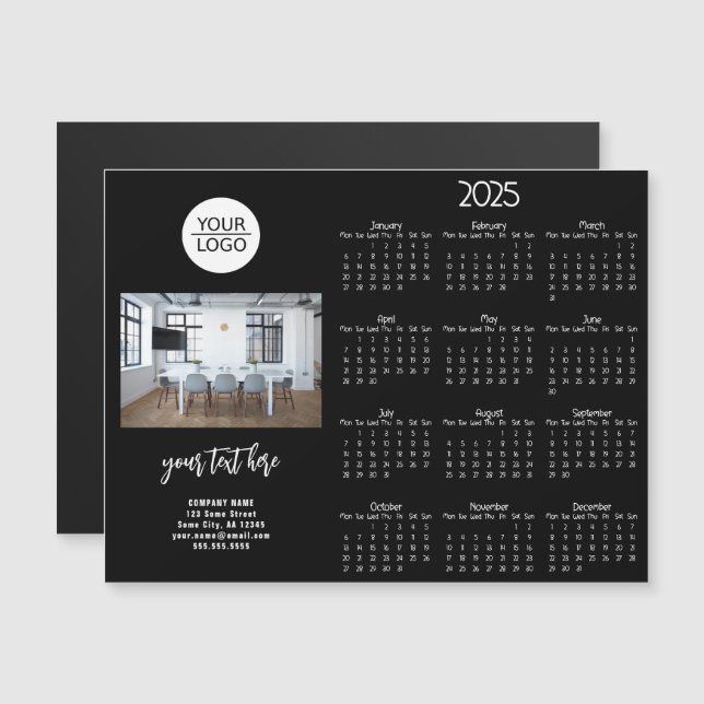 Add your Logo 2025 Calendar Company Photo  (Front/Back)