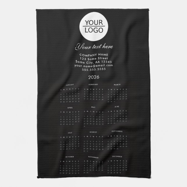 Add your Logo 2026 Calendar Company Promotion Tea Towel (Vertical)
